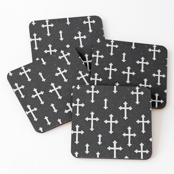 Item preview, White Crosses on Black Glitter Seamless Pattern designed and sold by SassyArtistry.