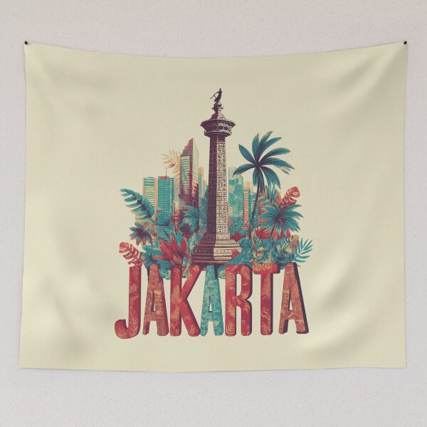 Item preview, Jakarta – National Monument & Skyline Tropical Design designed and sold by Meiersbeste.