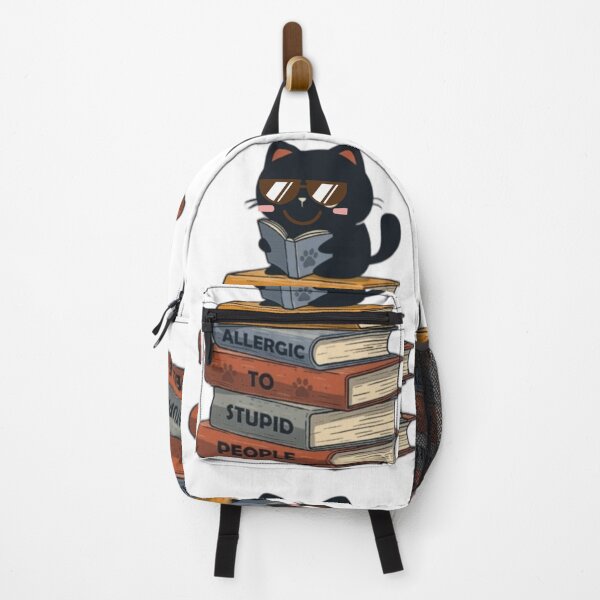 Item preview, Funny Black Cat Reading – Allergic to Stupid People designed and sold by Feminine Energy Studio .