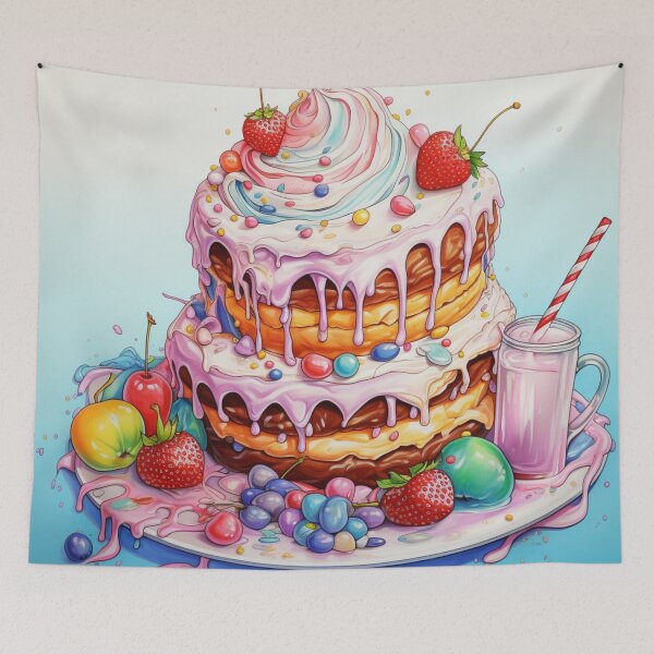 Item preview, Colorful Ice Cream Cake | Sweet Dessert Fantasy Art designed and sold by Ani-24.