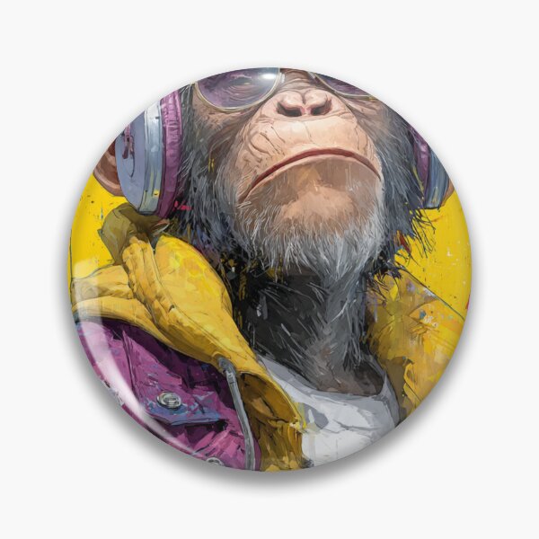 Item preview, Stylish Dj Monkey Thinker Glasses With Headphones Art designed and sold by GrinGalore.