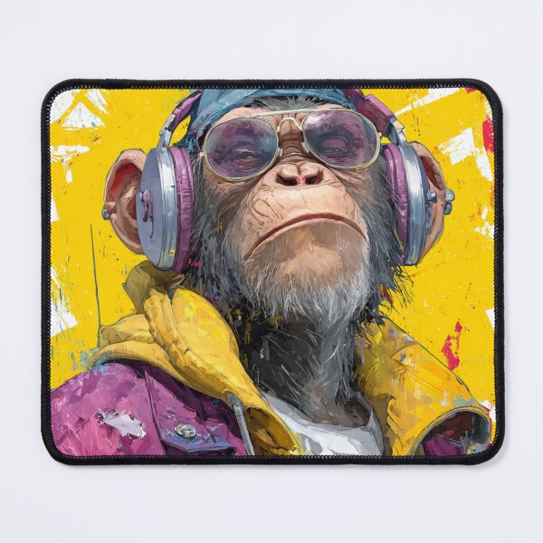 Item preview, Stylish Dj Monkey Thinker Glasses With Headphones Art designed and sold by GrinGalore.