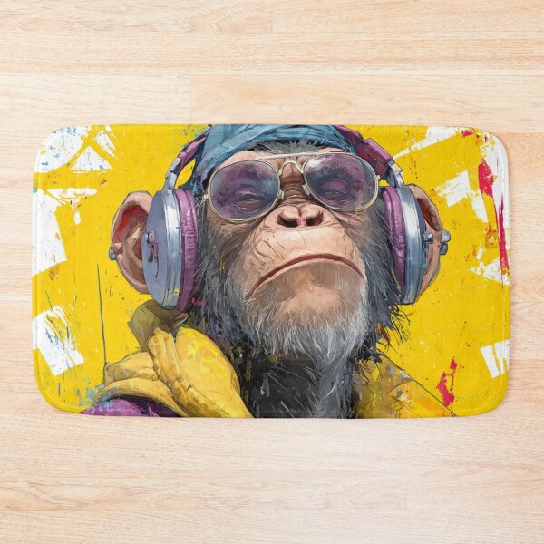 Item preview, Stylish Dj Monkey Thinker Glasses With Headphones Art designed and sold by GrinGalore.