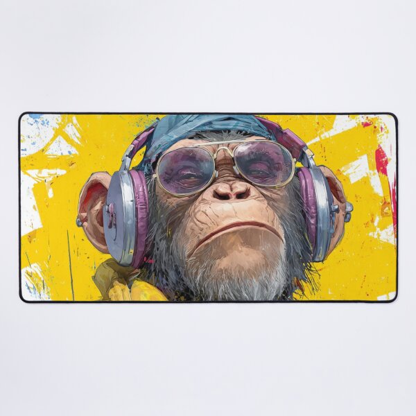 Item preview, Stylish Dj Monkey Thinker Glasses With Headphones Art designed and sold by GrinGalore.