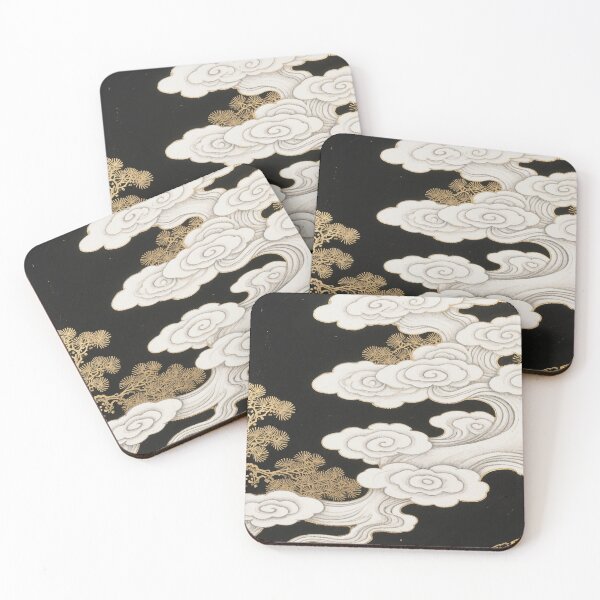 Item preview, Golden Pine & Auspicious Clouds on Dark Canvas designed and sold by zzz888.