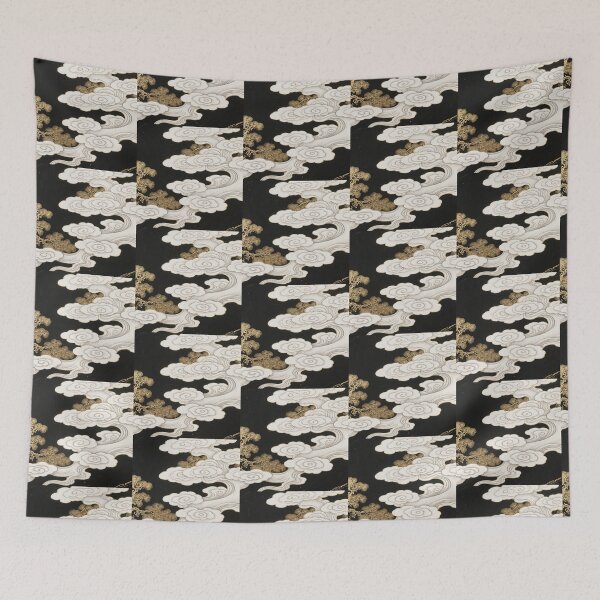 Item preview, Golden Pine & Auspicious Clouds on Dark Canvas designed and sold by zzz888.