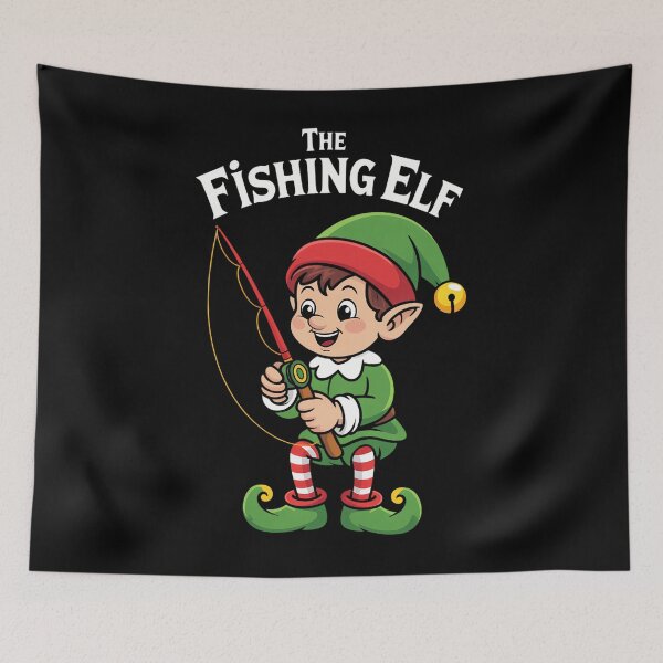 Item preview, Christmas Fishing Elf Xmas Family designed and sold by tearbytea.