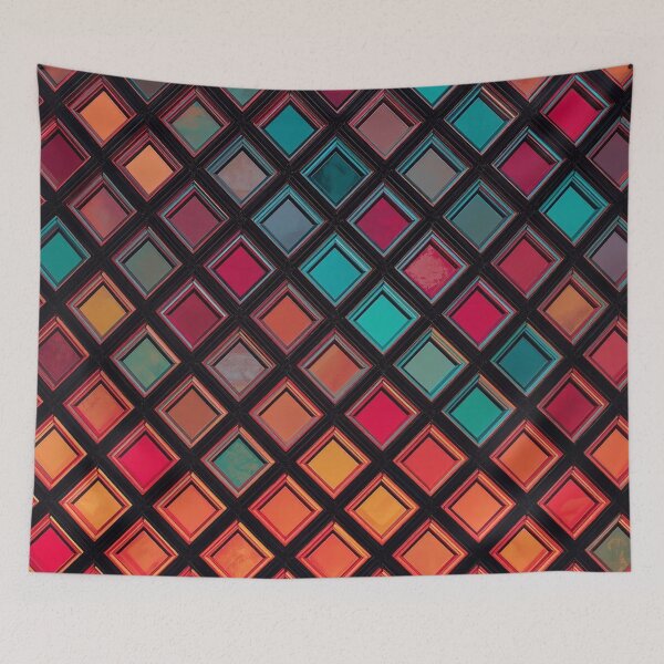 Artikelvorschau, Diamantgitter Ankara – Afrikanischer Druck in kräftigem Rot, Türkis und Gelb entworfen und verkauft von Cultradesign.