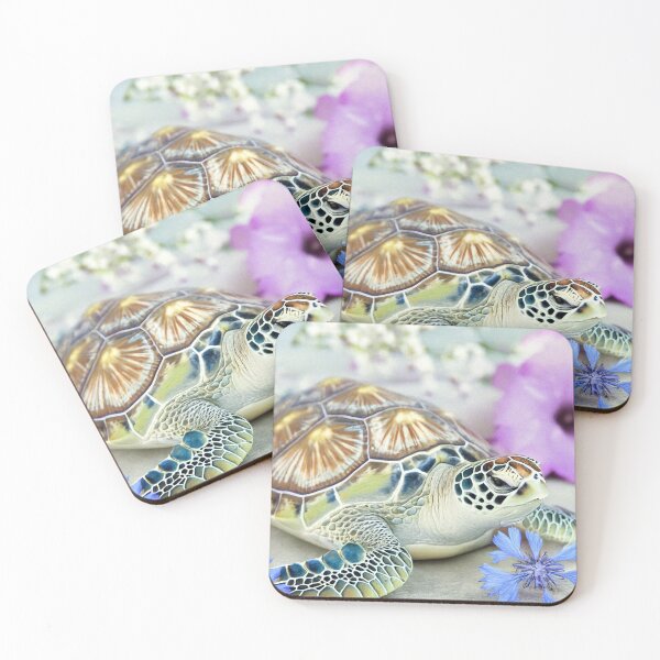 Item preview, Sea Turtle with Purple and Blue Flowers designed and sold by SassyArtistry.