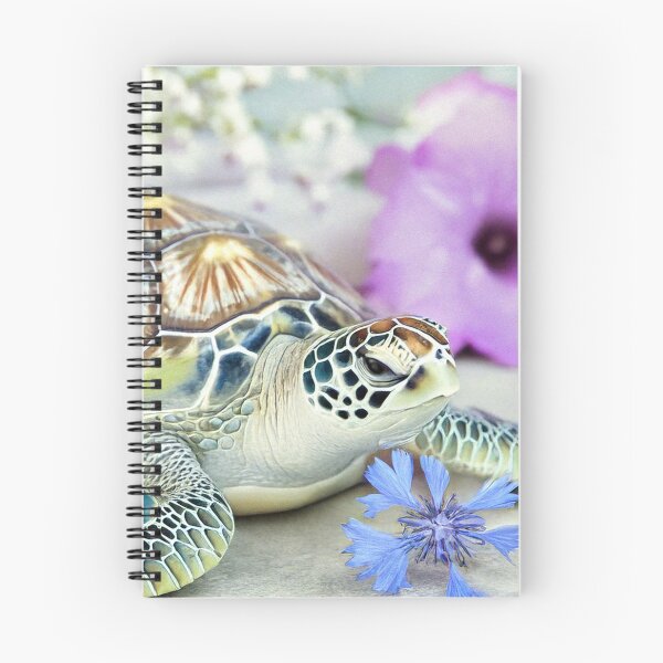 Item preview, Sea Turtle with Purple and Blue Flowers designed and sold by SassyArtistry.
