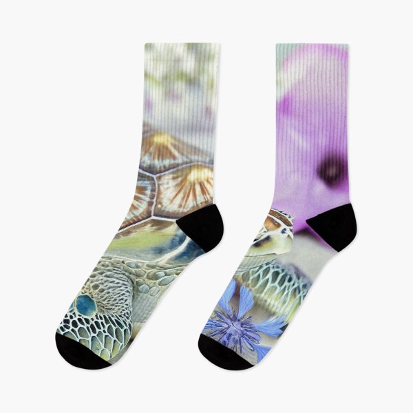 Item preview, Sea Turtle with Purple and Blue Flowers designed and sold by SassyArtistry.