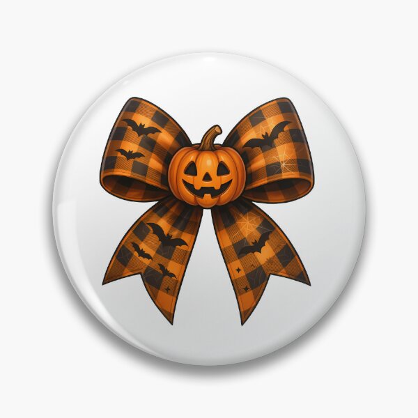 Item preview, Halloween Bow with Pumpkin and Bats – Spooky Cute Plaid Aesthetic designed and sold by Sixtinebzh.