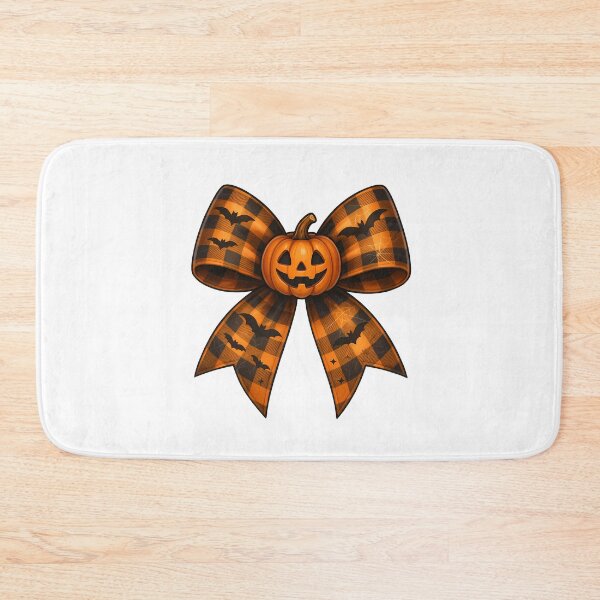 Item preview, Halloween Bow with Pumpkin and Bats – Spooky Cute Plaid Aesthetic designed and sold by Sixtinebzh.