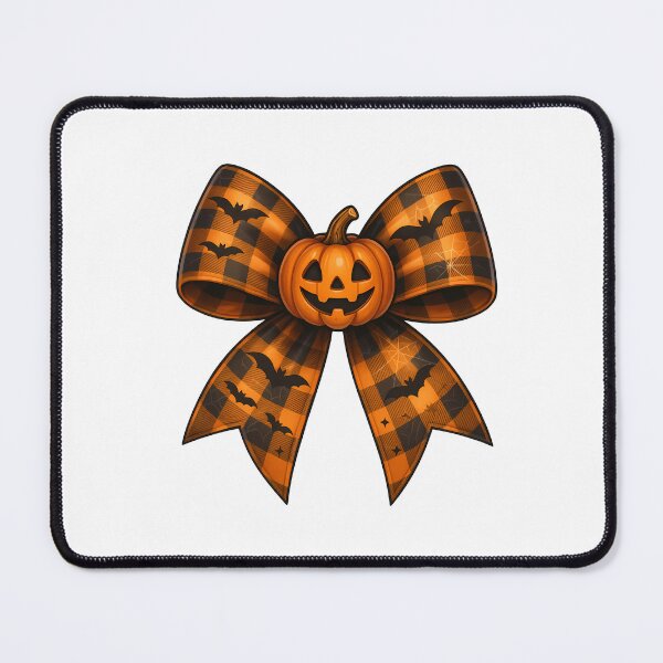 Item preview, Halloween Bow with Pumpkin and Bats – Spooky Cute Plaid Aesthetic designed and sold by Sixtinebzh.