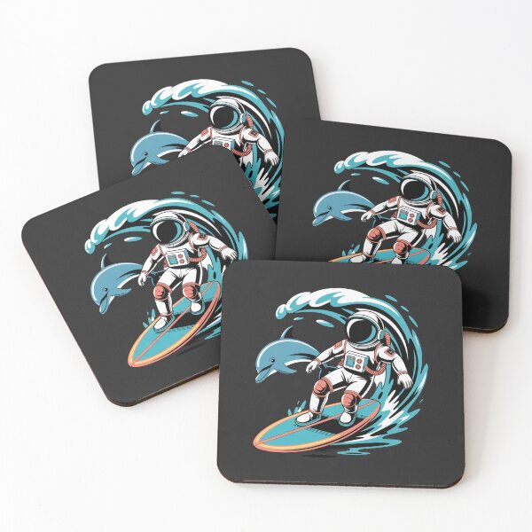 Item preview, Surf Astronaut with Dolphin – Summer Neon Surf Space Design designed and sold by ColorSplash123.