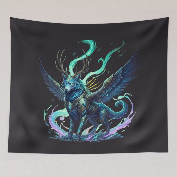 Item preview, Celestial Spirit Guardian | The Armored Winged Wolf-Stag designed and sold by E-SarnEdge.