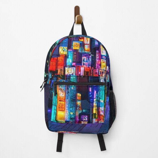 Item preview, Neon Lights in Futuristic City Street designed and sold by SassyArtistry.