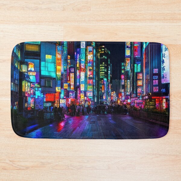 Item preview, Neon Lights in Futuristic City Street designed and sold by SassyArtistry.