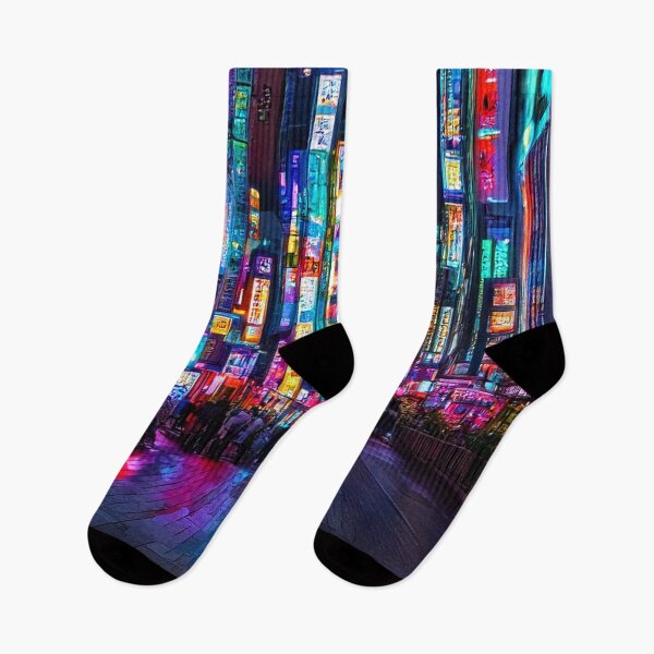 Item preview, Neon Lights in Futuristic City Street designed and sold by SassyArtistry.