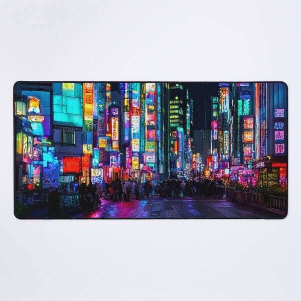 Item preview, Neon Lights in Futuristic City Street designed and sold by SassyArtistry.