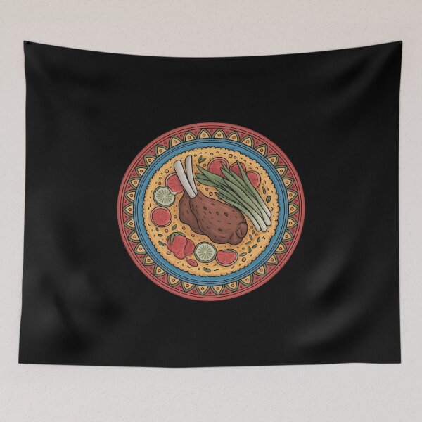 Item preview, Colorful Lamb Feast on Ornamental Plate designed and sold by dianadouri.