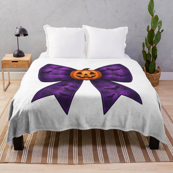 Item preview, Purple Halloween Bow with Pumpkin and Bats – Spooky Cute Plaid Aesthetic designed and sold by Sixtinebzh.