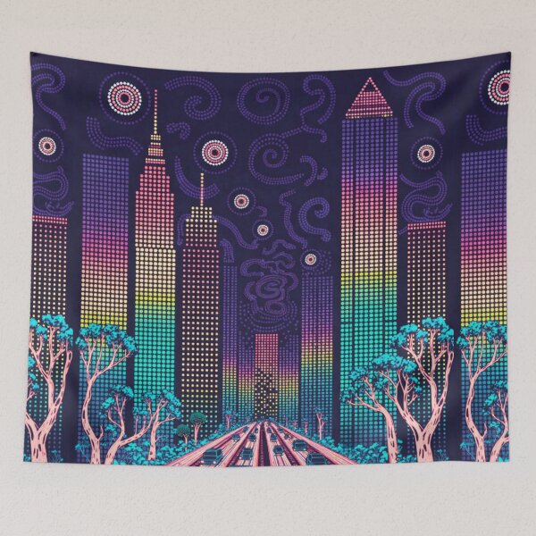 Item preview, Rhythmic City Lights – Vibrant Night Dot Art designed and sold by Syrupulse.