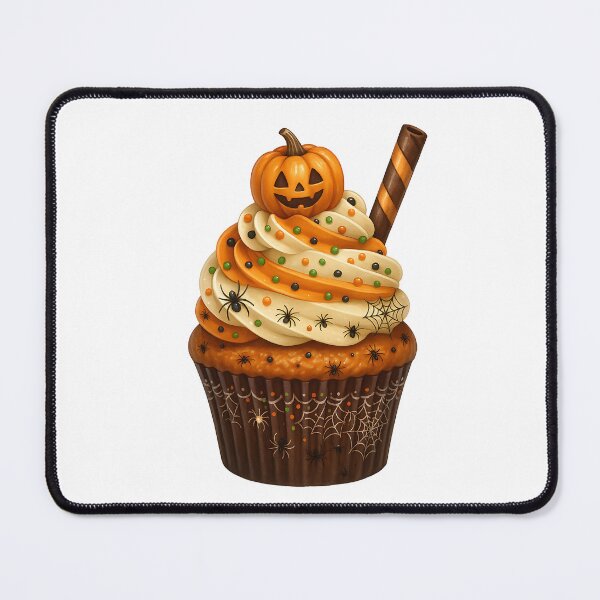 Item preview, Halloween Cupcake with Pumpkin and Spiders – Spooky Cute Dessert Aesthetic designed and sold by Sixtinebzh.