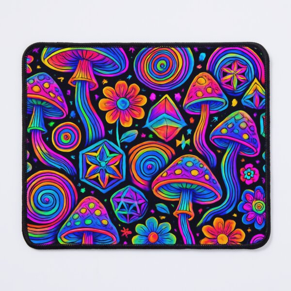 Item preview, Neon Psychedelic Mushroom Garden – Seamless All-Over Print Dress Pattern designed and sold by getpressedshirt.