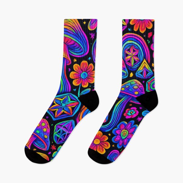 Item preview, Neon Psychedelic Mushroom Garden – Seamless All-Over Print Dress Pattern designed and sold by getpressedshirt.