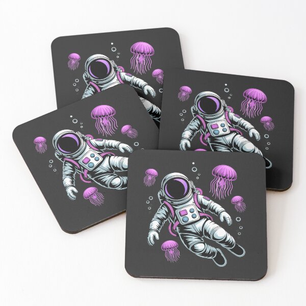 Item preview, Swimming Astronaut with Jellyfish – Summer Neon Underwater Space Design designed and sold by ColorSplash123.