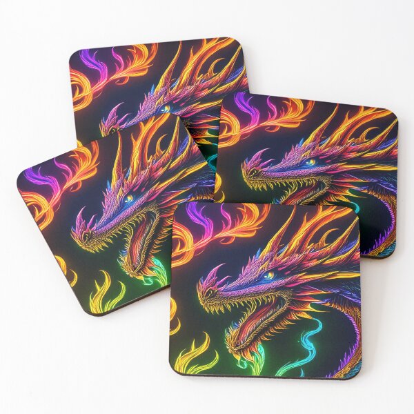 Item preview, Neon Fire Dragon Illustration designed and sold by SassyArtistry.