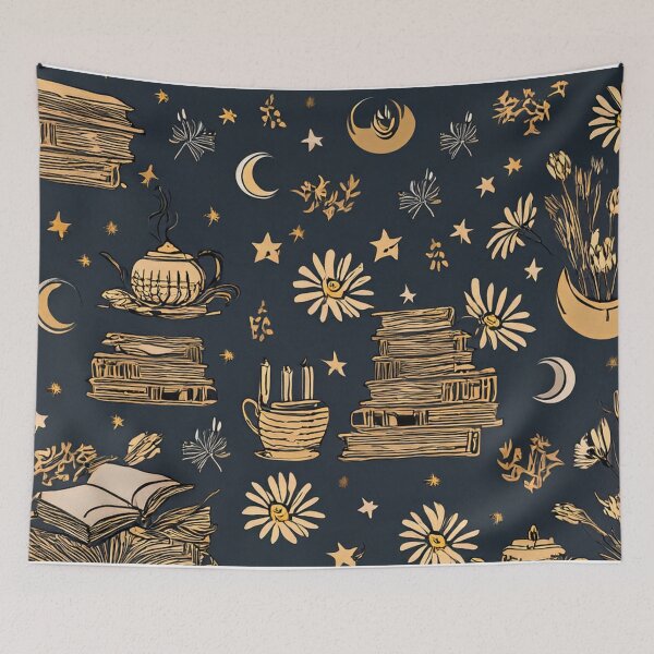 Item preview, Witchy Book and Moon Pattern designed and sold by SassyArtistry.