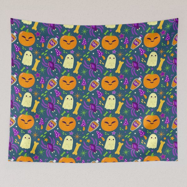 Item preview, Halloween Pattern with Ghosts, Potions & Pumpkin Smiles designed and sold by NicolaZhukov.
