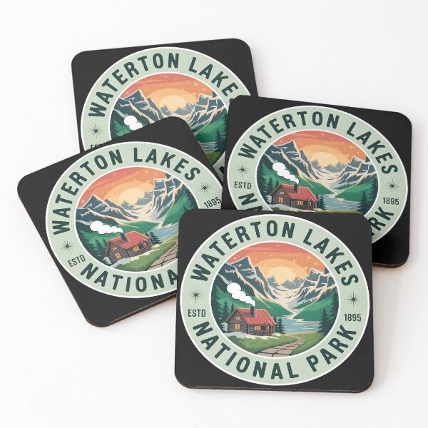 Item preview, Waterton Lakes National Park  | Cabin, Mountains & Scenic Valley Emblem designed and sold by VividOrganica.