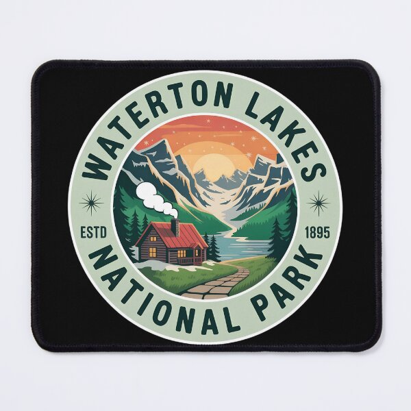 Item preview, Waterton Lakes National Park  | Cabin, Mountains & Scenic Valley Emblem designed and sold by VividOrganica.