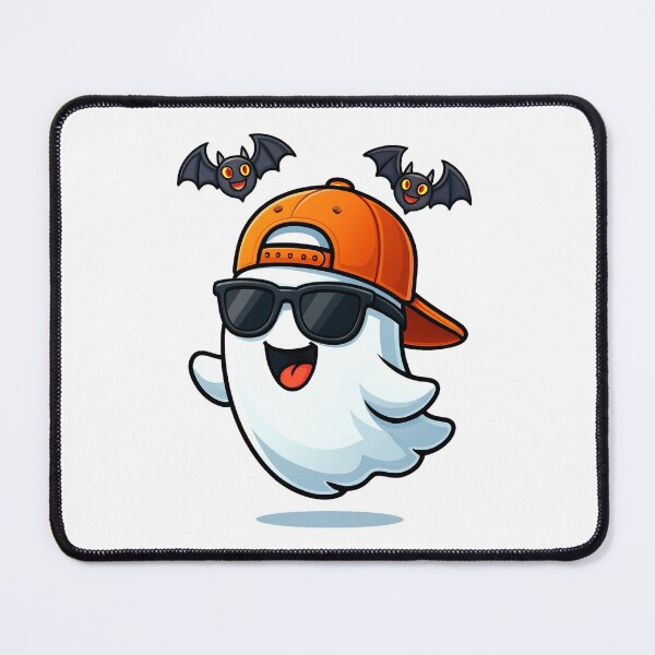 Item preview, Cheerful Cartoon Ghost with Sunglasses and Bats designed and sold by RuweisVibes.