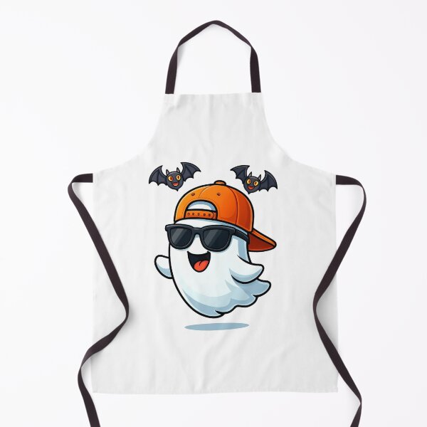 Item preview, Cheerful Cartoon Ghost with Sunglasses and Bats designed and sold by RuweisVibes.