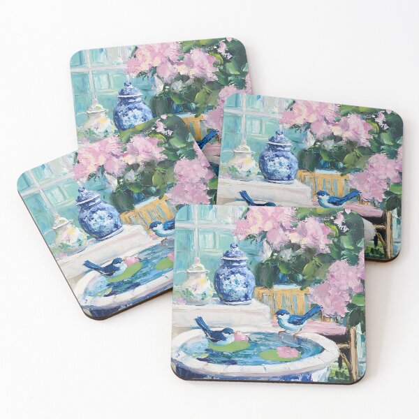 Item preview, Bluebird and hydrangea garden bath designed and sold by SophieClimaArt.