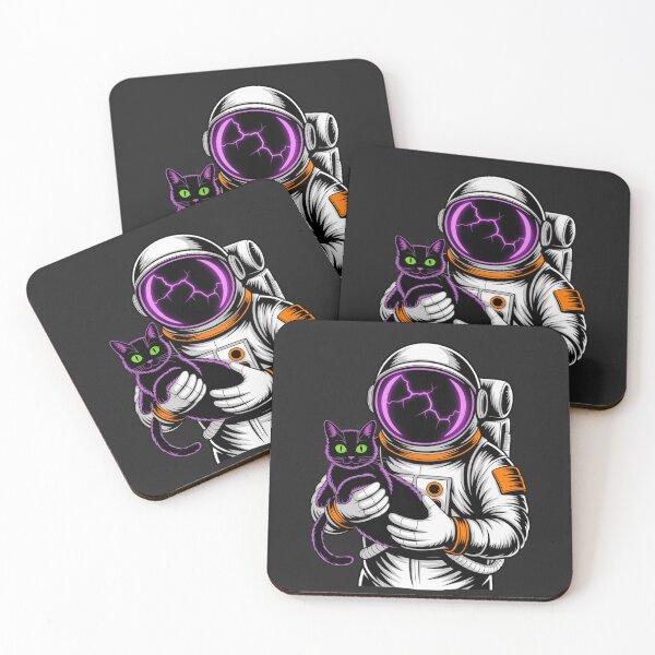 Item preview, Astronaut with Black Cat – Halloween Neon Space Design designed and sold by ColorSplash123.