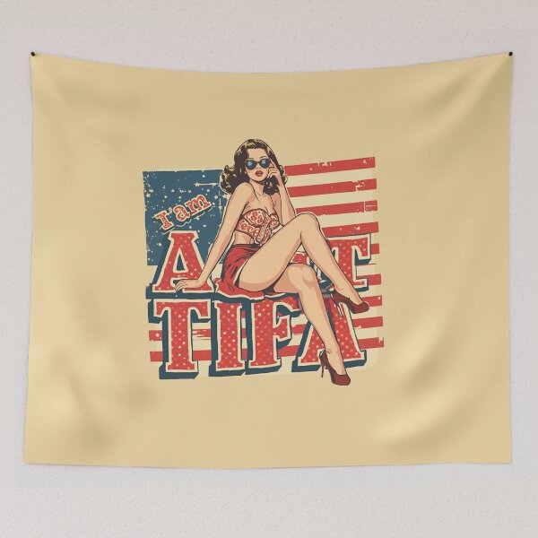 Item preview, I Am Aunt Tifa Patriotic Pin-Up Girl American Flag Retro Style designed and sold by Lunaria Arts.