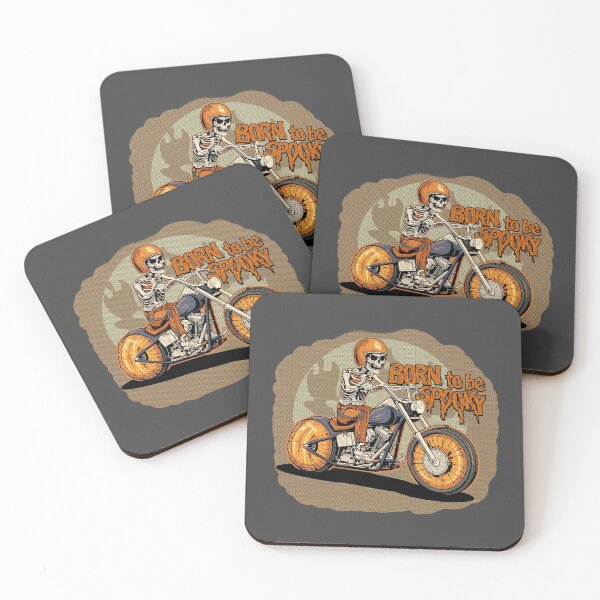 Item preview, Born to Be Spooky – Skeleton Biker Halloween T-Shirt Design designed and sold by TestudoDesign.