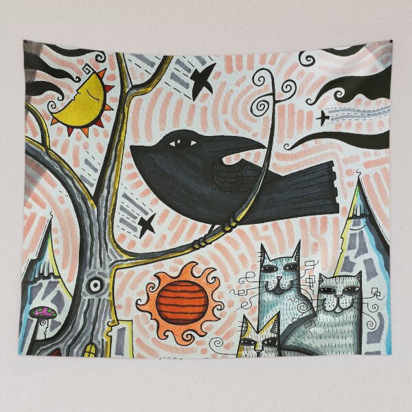 Item preview, Corvid and Cats Under the Sun and Moon  dk2025sept19a designed and sold by ArtistDavidKing.