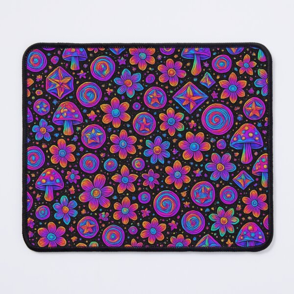 Item preview, Cosmic Bloom Overload – Neon Psychedelic Seamless Pattern designed and sold by getpressedshirt.