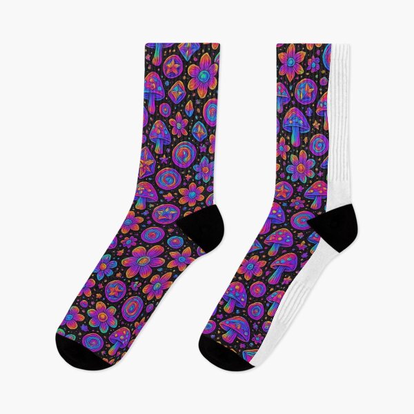 Item preview, Cosmic Bloom Overload – Neon Psychedelic Seamless Pattern designed and sold by getpressedshirt.