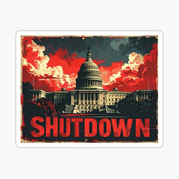 Item preview, Shutdown 2025 – Vintage Propaganda Poster Art designed and sold by Klysztof.