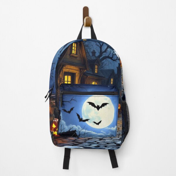 Item preview, Spooky Halloween Village Night Scene with Glowing Jack-O’-Lanterns and Ghosts designed and sold by Ani-24.
