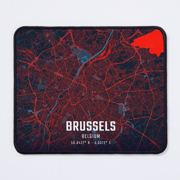 Item preview, Brussels Red & Blue Minimalist Map designed and sold by HomeLivingCo.