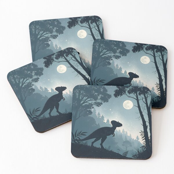 Item preview, Pachycephalosaurus Silhouette in Moonlit Forest | Dark Aesthetic Dino Design designed and sold by VividOrganica.