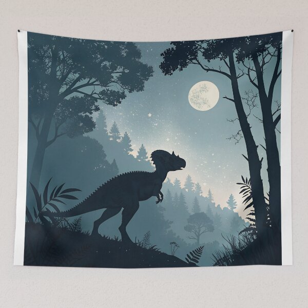 Item preview, Pachycephalosaurus Silhouette in Moonlit Forest | Dark Aesthetic Dino Design designed and sold by VividOrganica.